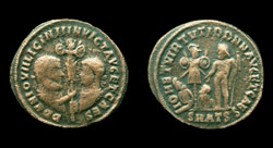 Licinius I and II, Holding Trophy obverse, Rare 4